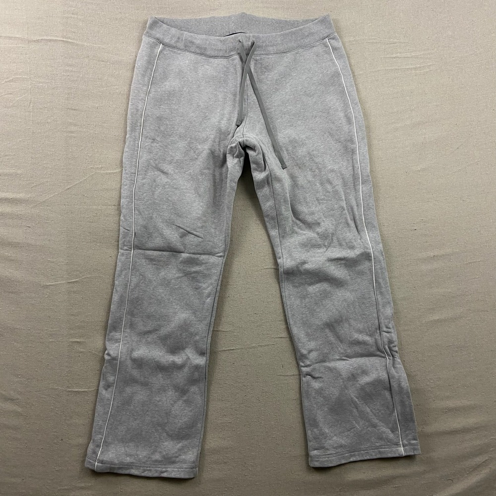 Tommy Hilfiger Sweatpants Womens Large Gray Wide Leg Piping Drawstring Fleece